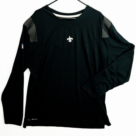 New Orleans Saints Nike Dri-FIT Long Sleeve Shirt Men’s 2XL Black Athletic - Picture 1 of 12